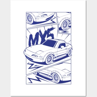 Blue print mx5 manga style Posters and Art